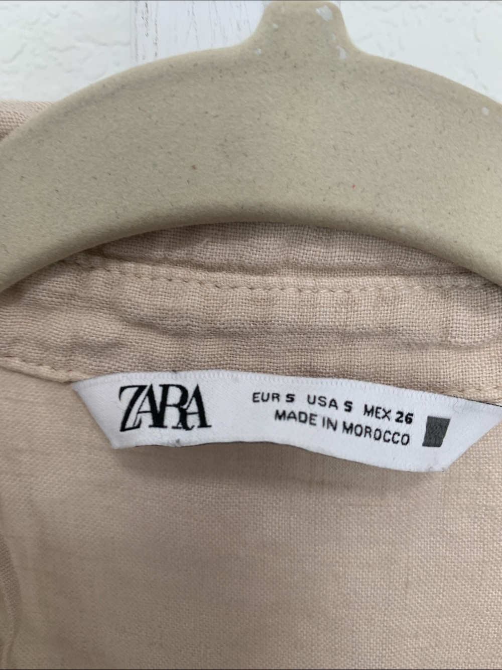 Zara Beige Cropped Linen Short Sleeve Button-Front Top - Picture 2 of 7